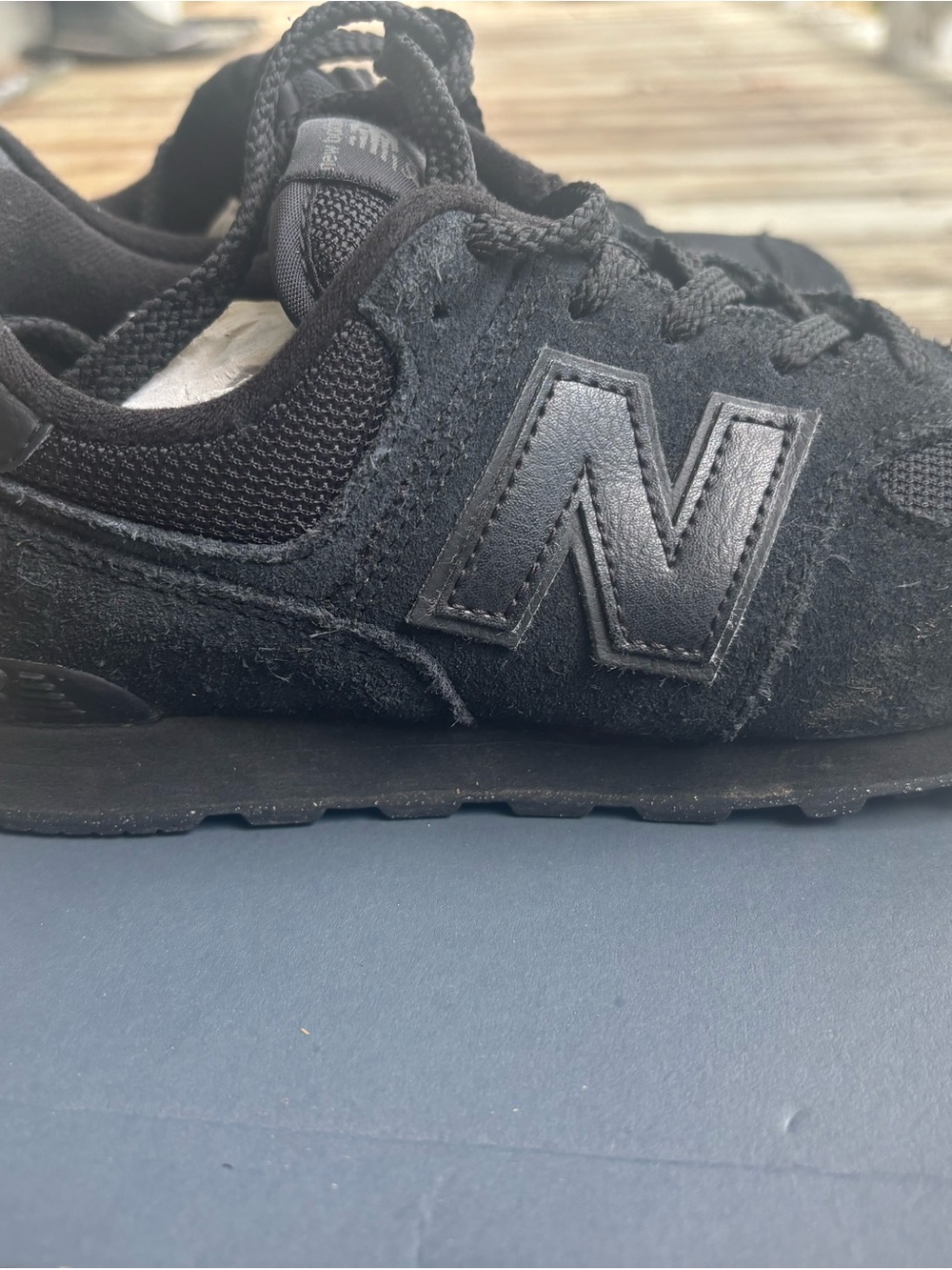 New Balance Kids Black Suede & Mesh Sneaker